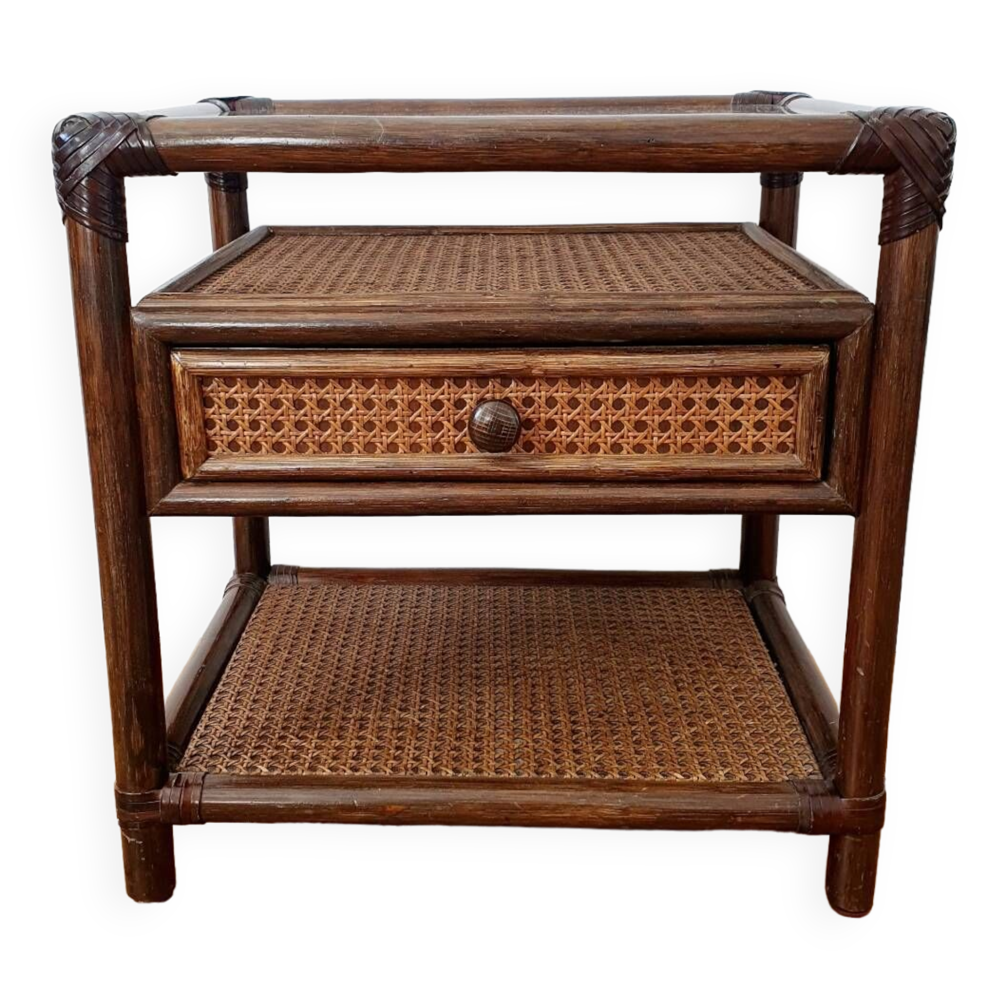Table de chevet Roche Bobois en rotin