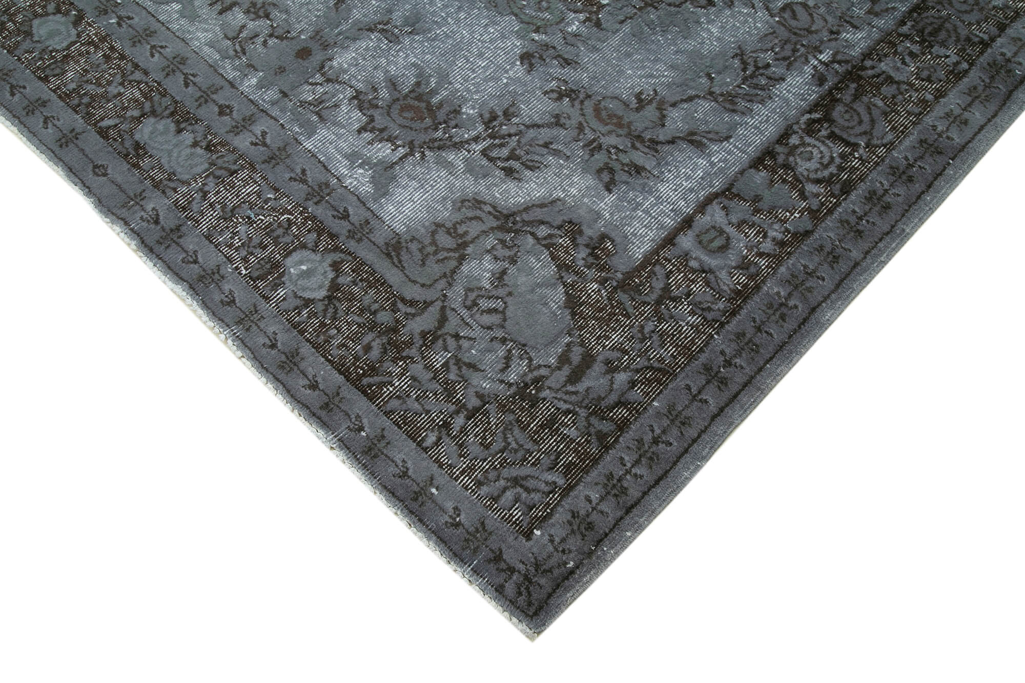 Hand-knotted bohemian turkish 1980s 174 cm x 266 cm grey rug