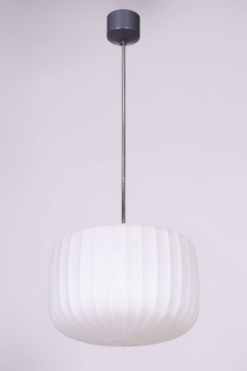 Mid-Century Chandelier in Chromed and Blackened Steel, Czech, 1950s