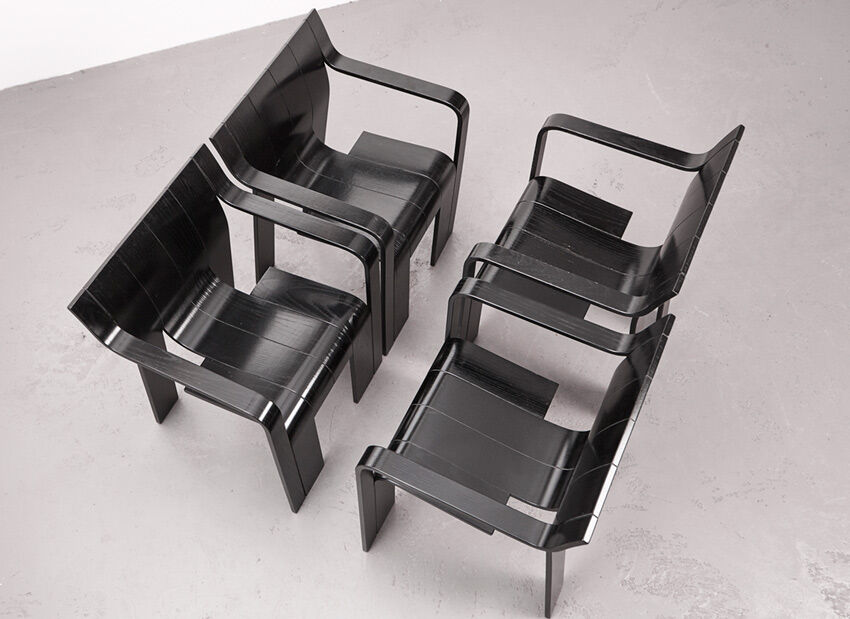 Gijs Bakker set of 4 strip armchairs for Castelijn, 1974