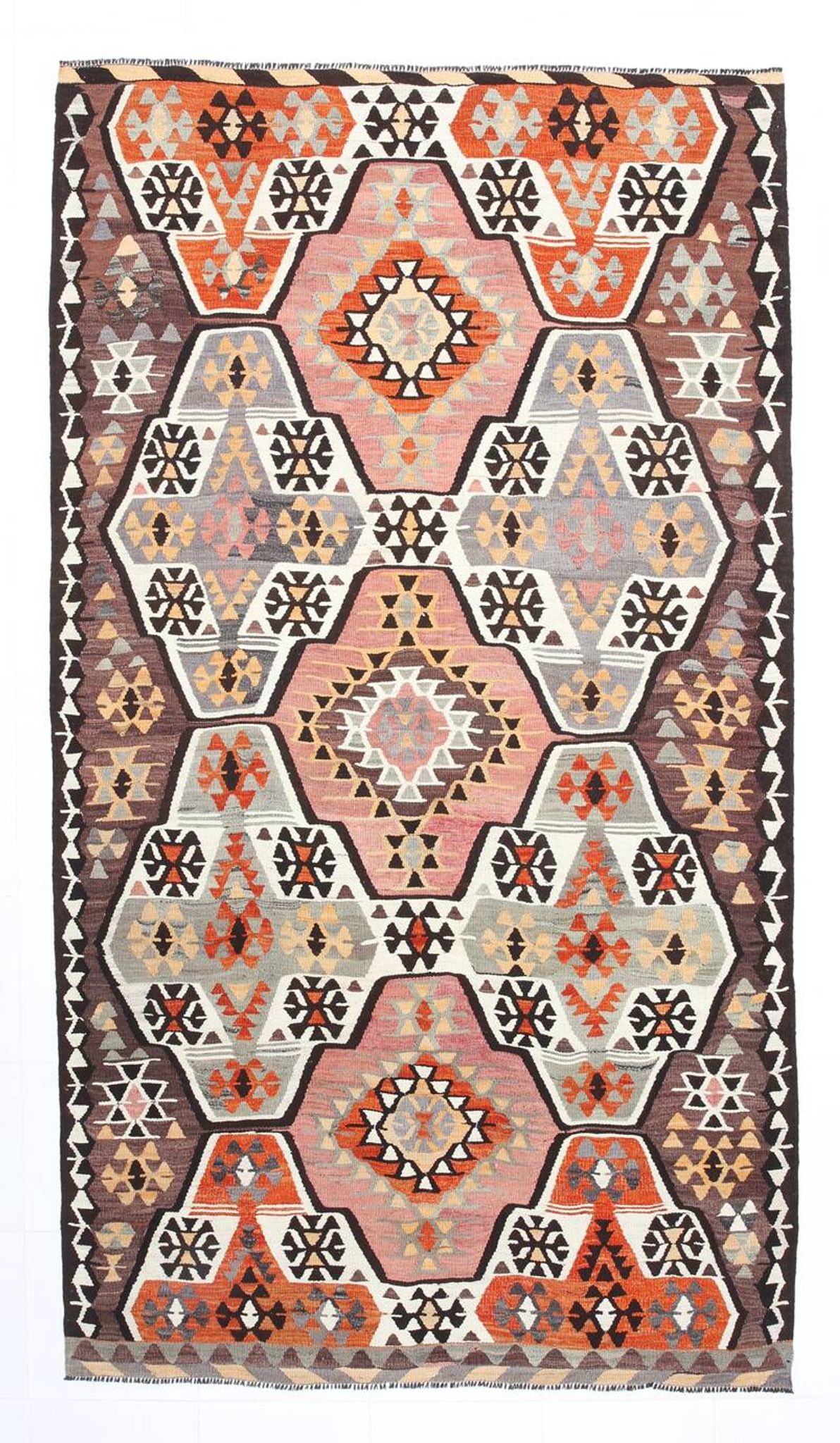 6x10 Grey & Pink Vintage Kilim Rug, Aesthetic Rug, Rugged Rug, 171x306Cm