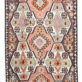 6x10 Grey & Pink Vintage Kilim Rug, Aesthetic Rug, Rugged Rug, 171x306Cm