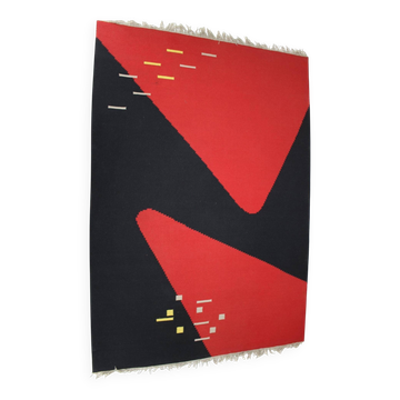 Tapis kilim géométrique au design abstrait, années 1960