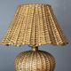 Midcentury rattan wicker mushroom table lamp, 1950s