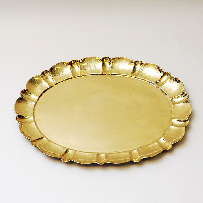 Swedish oval brass plate/tray by Lars Holmström, Arvika 1950s