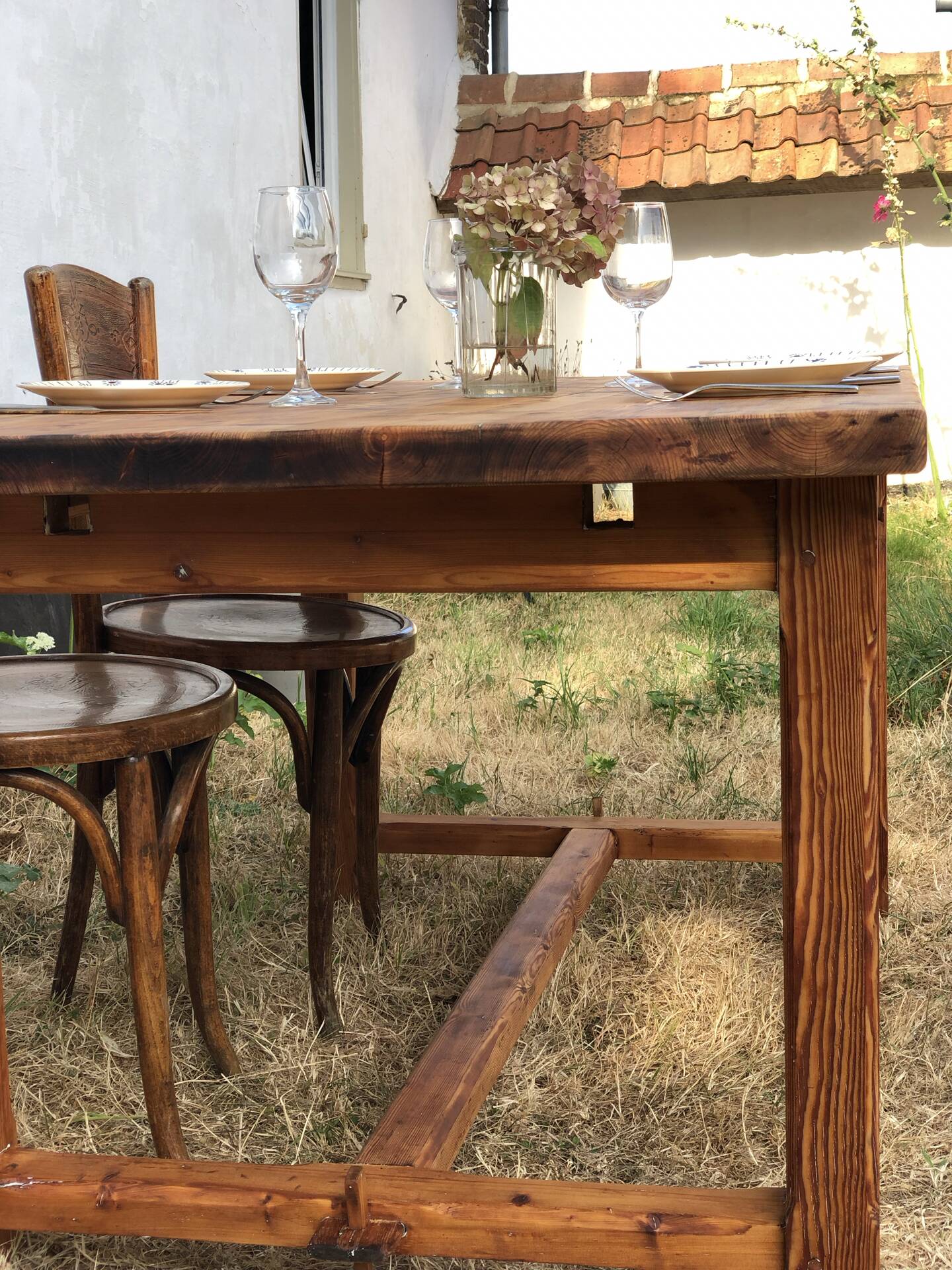 Old farmhouse table made of solid pine
