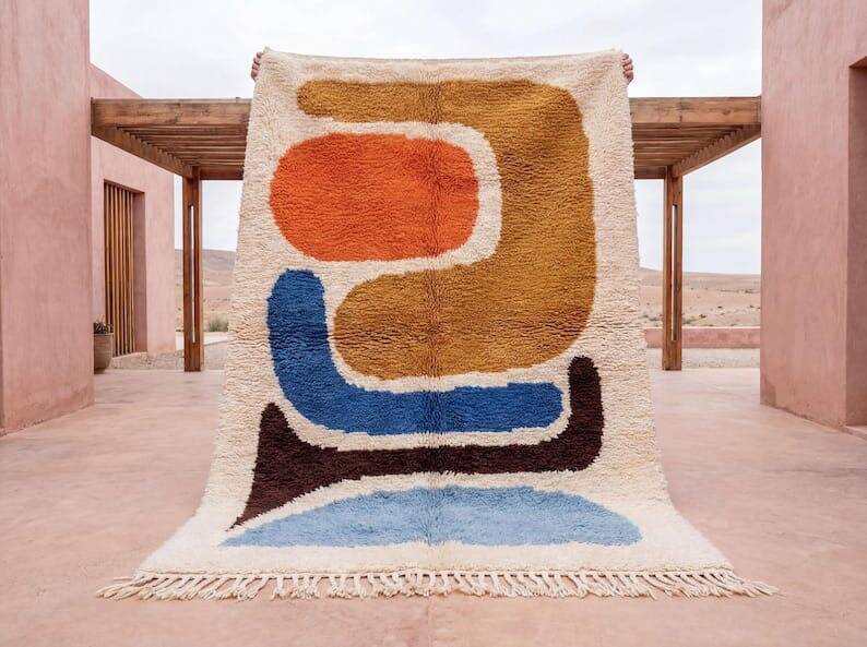 Large natural wool rug 200x300 cm