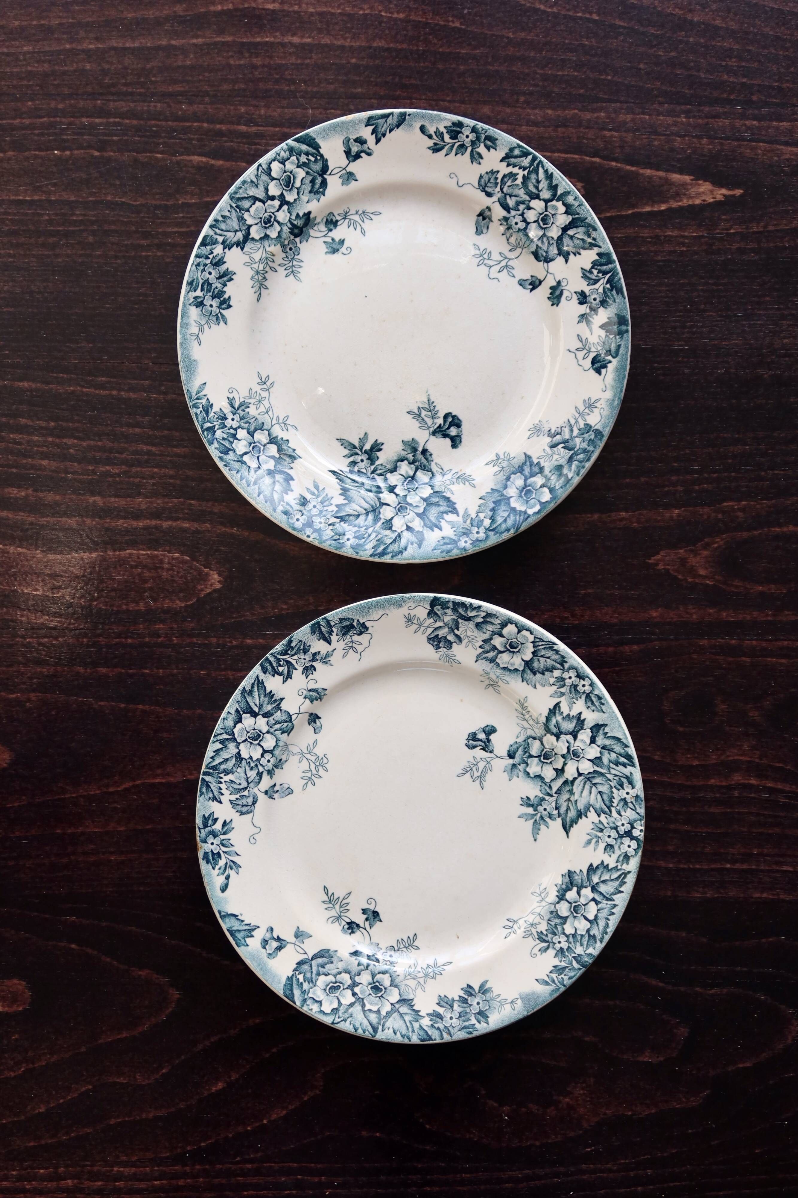 Antique dessert plate, ironstone, Moulin des Loups, Marie Louise.