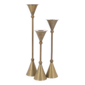 Trio de bougeoirs en laiton, années 70