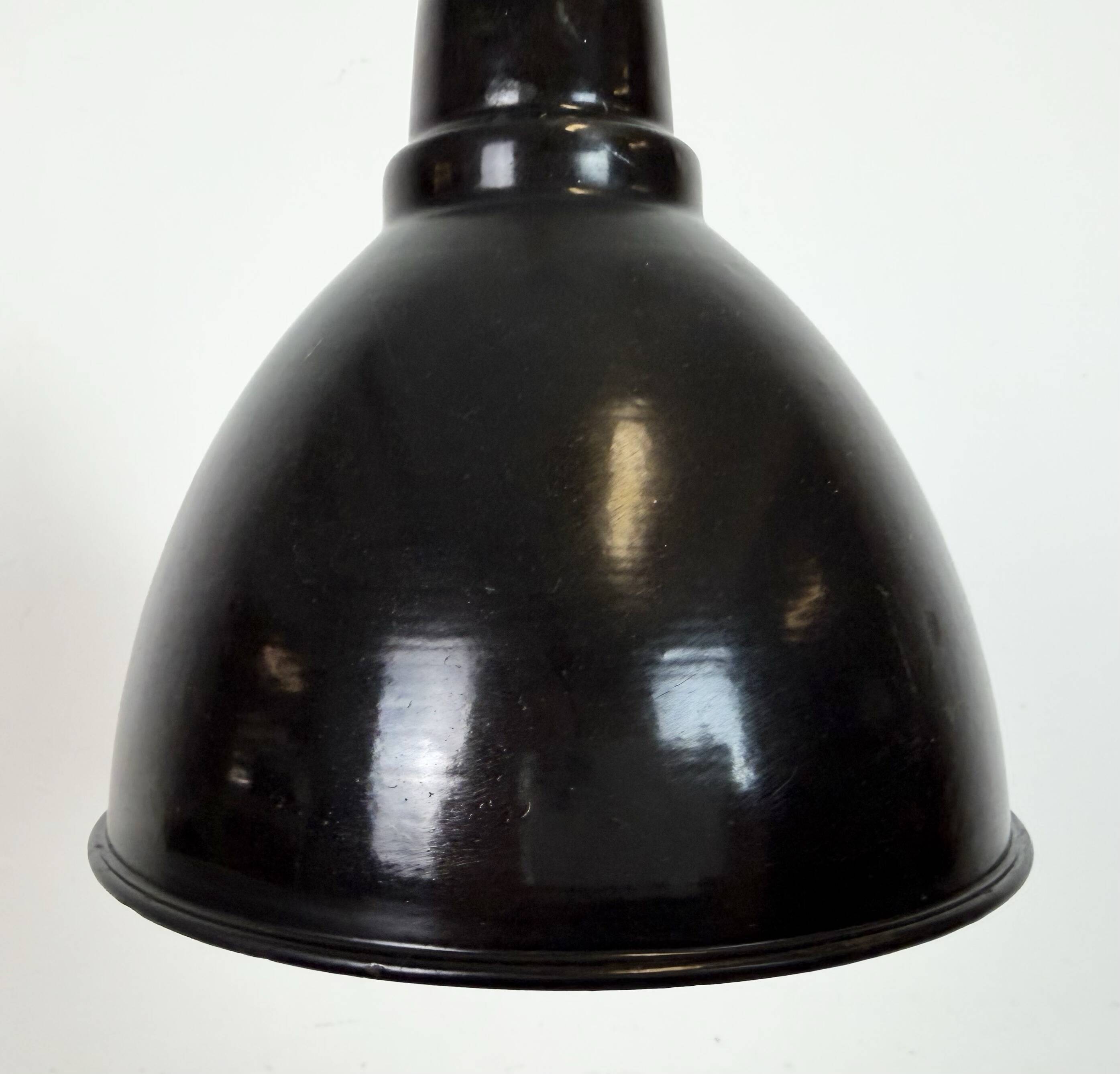 Small Industrial Black Enamel Ceiling Lamp, 1950s