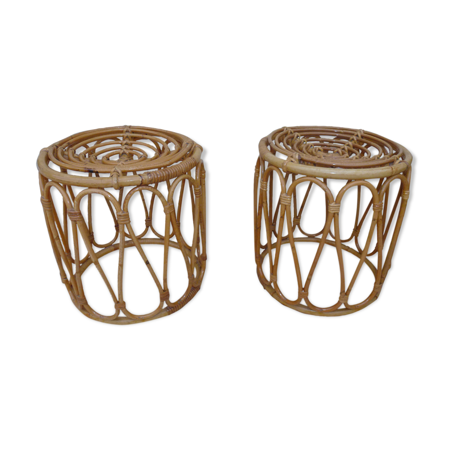 Rattan poufs