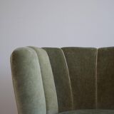Curved Danish club chair from the mid-century, in the style of Viggo Boesen, 1940s.