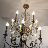 Crystal and bronze chandelier 12 arms of light