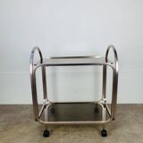 Kaymet dessert trolley in smoked glass and anodised aluminium, 1980s.