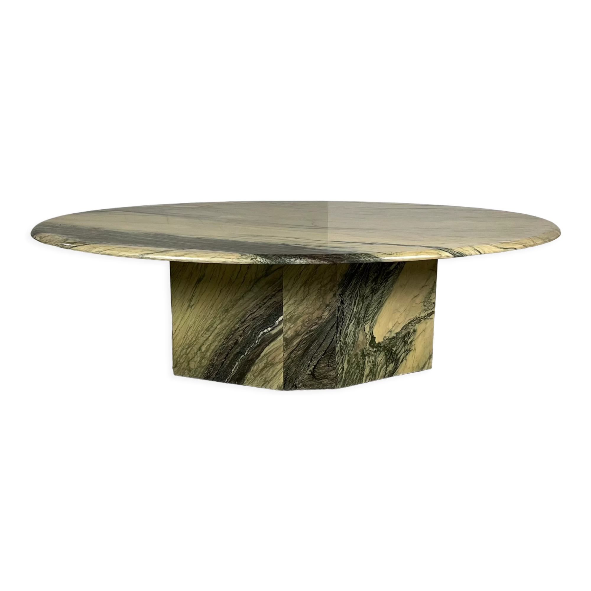 Table basse en marbre vert d'Estours années 70