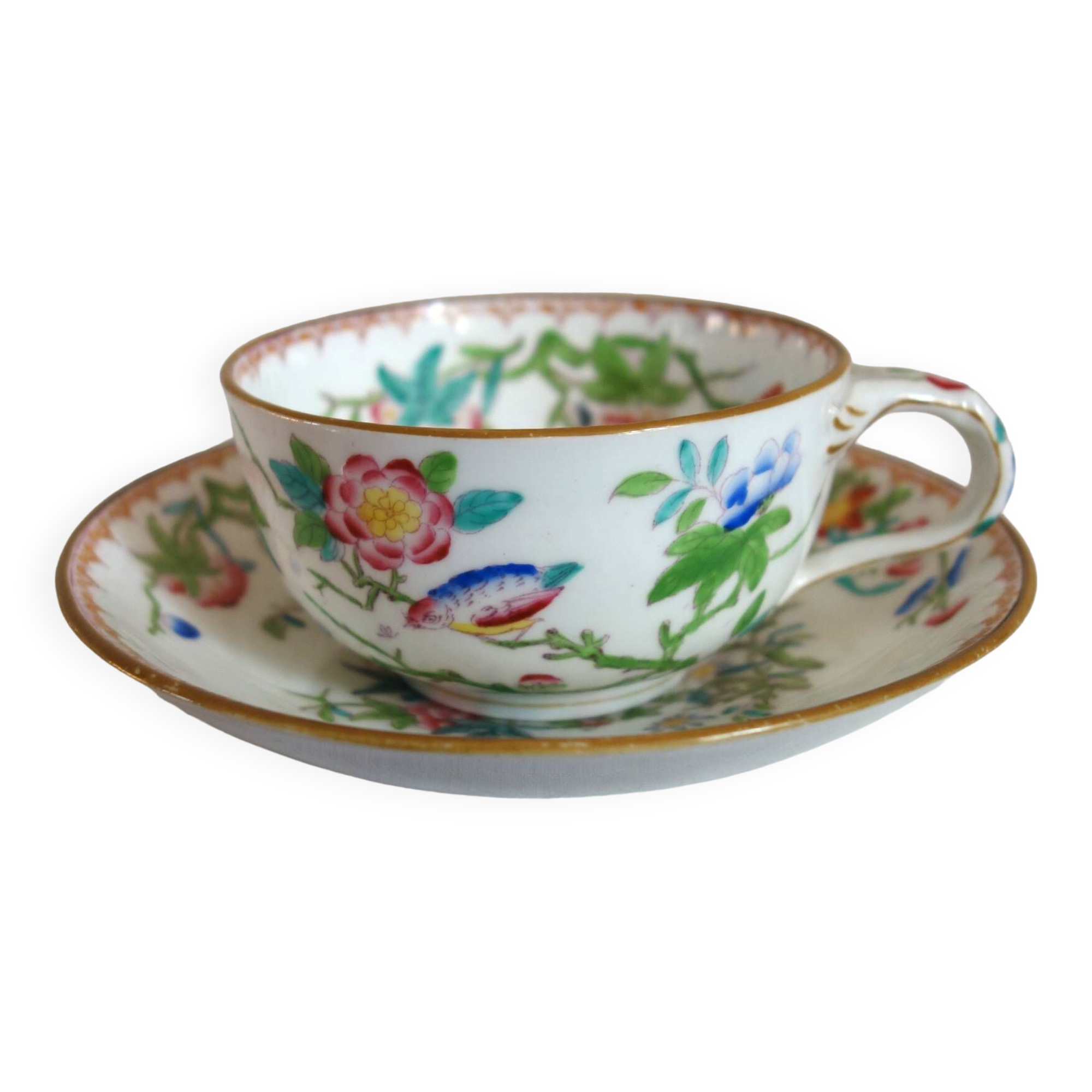 Minton English porcelain tea cup and saucer mid-19th century