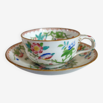 Tasse et sous-tasse à thé en porcelaine anglaise Minton milieu XIXème