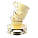 Set of 6 cups yellow pottery Badonviller