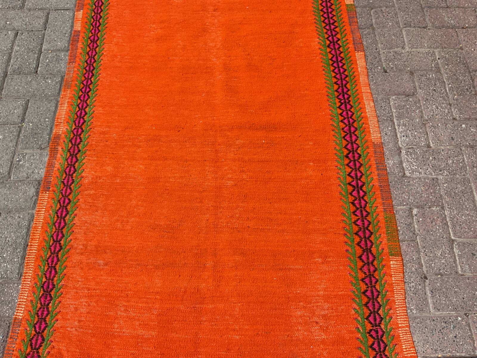4x6 orange kilim rug, rug for kitchen, Anatolian rug, Kelim carpet