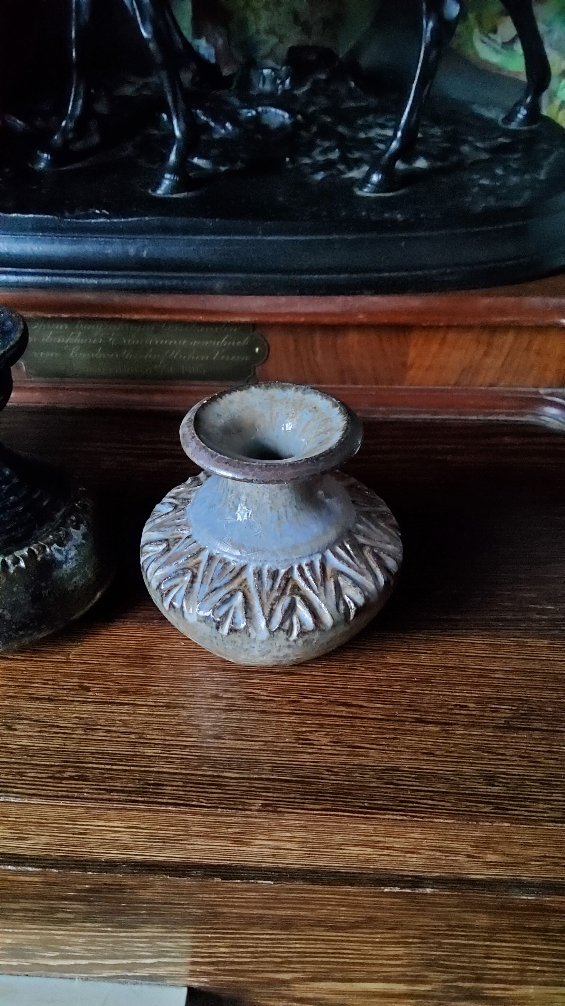 Trio of stoneware vases from the 70s signed and stamped