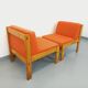 Set of 2 vintage Baumann armchairs in orange fabric and wood from the 80s