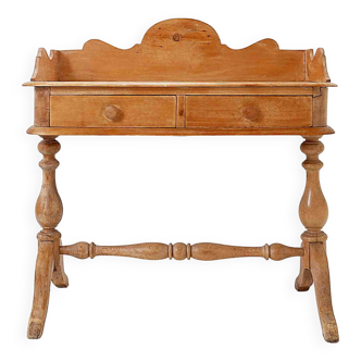 Antique English Pine 2 Drawer Desk - 1950s