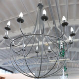 Vintage Large Iron Balloon Chandelier, 12 Bulbs