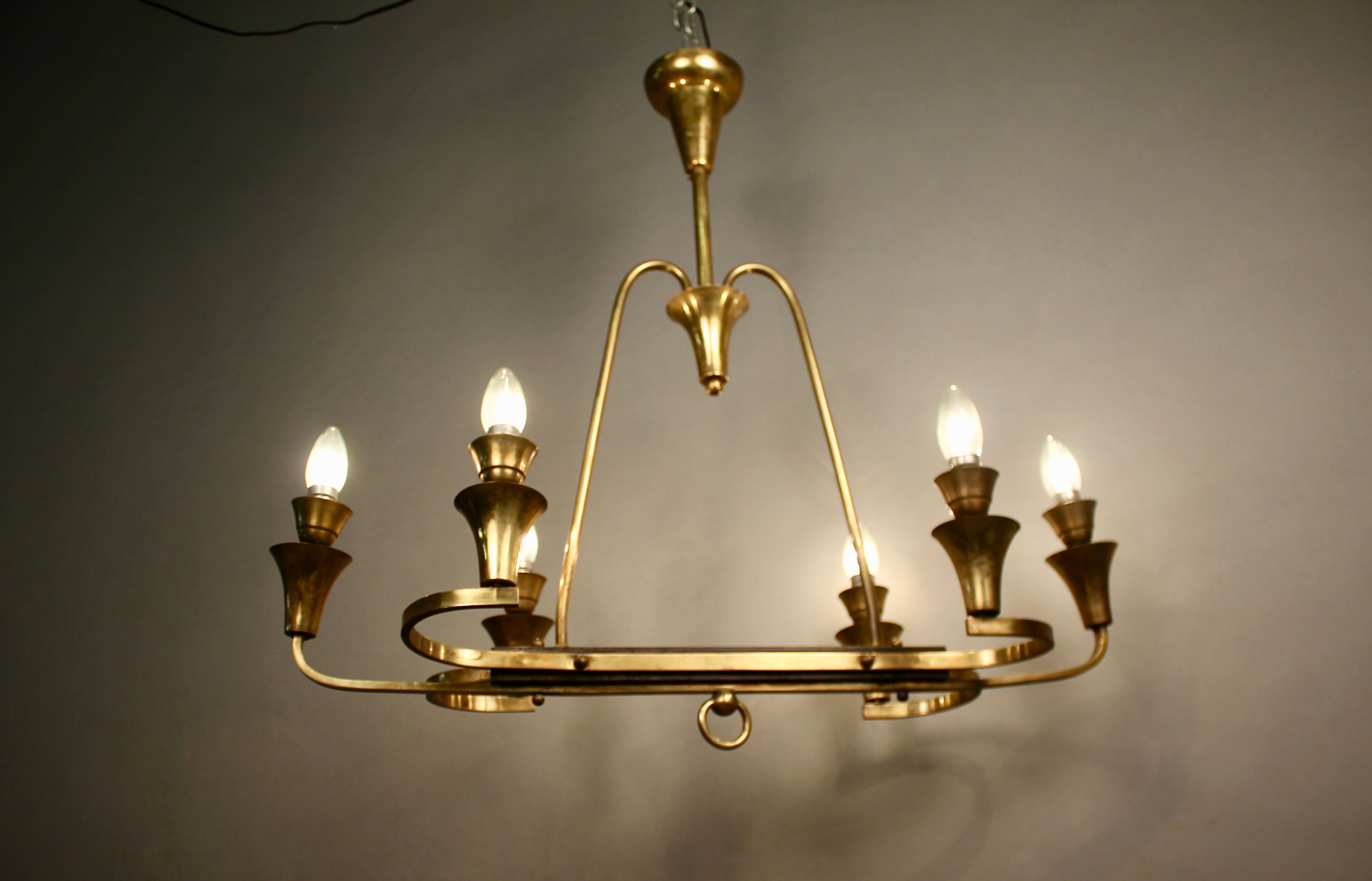 6 light brass chandelier
