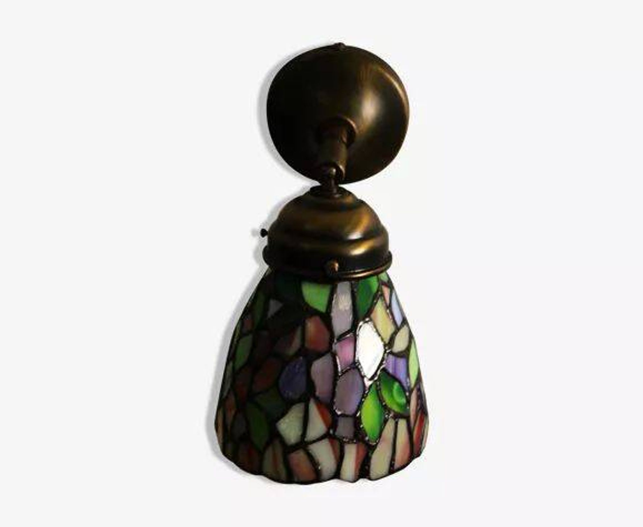 Tiffany lamp, stained glass and tin.