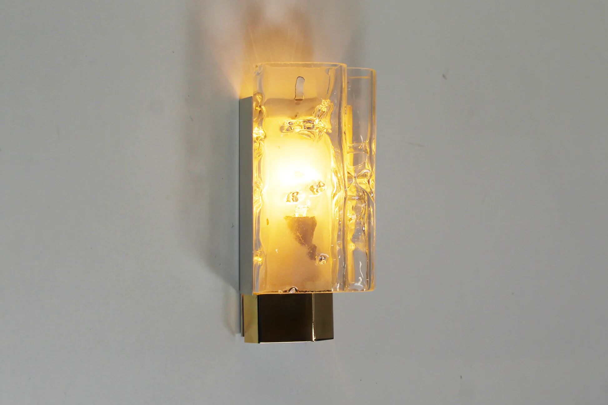 Pair of wall lamps in brass & glass by Doria Leuchten