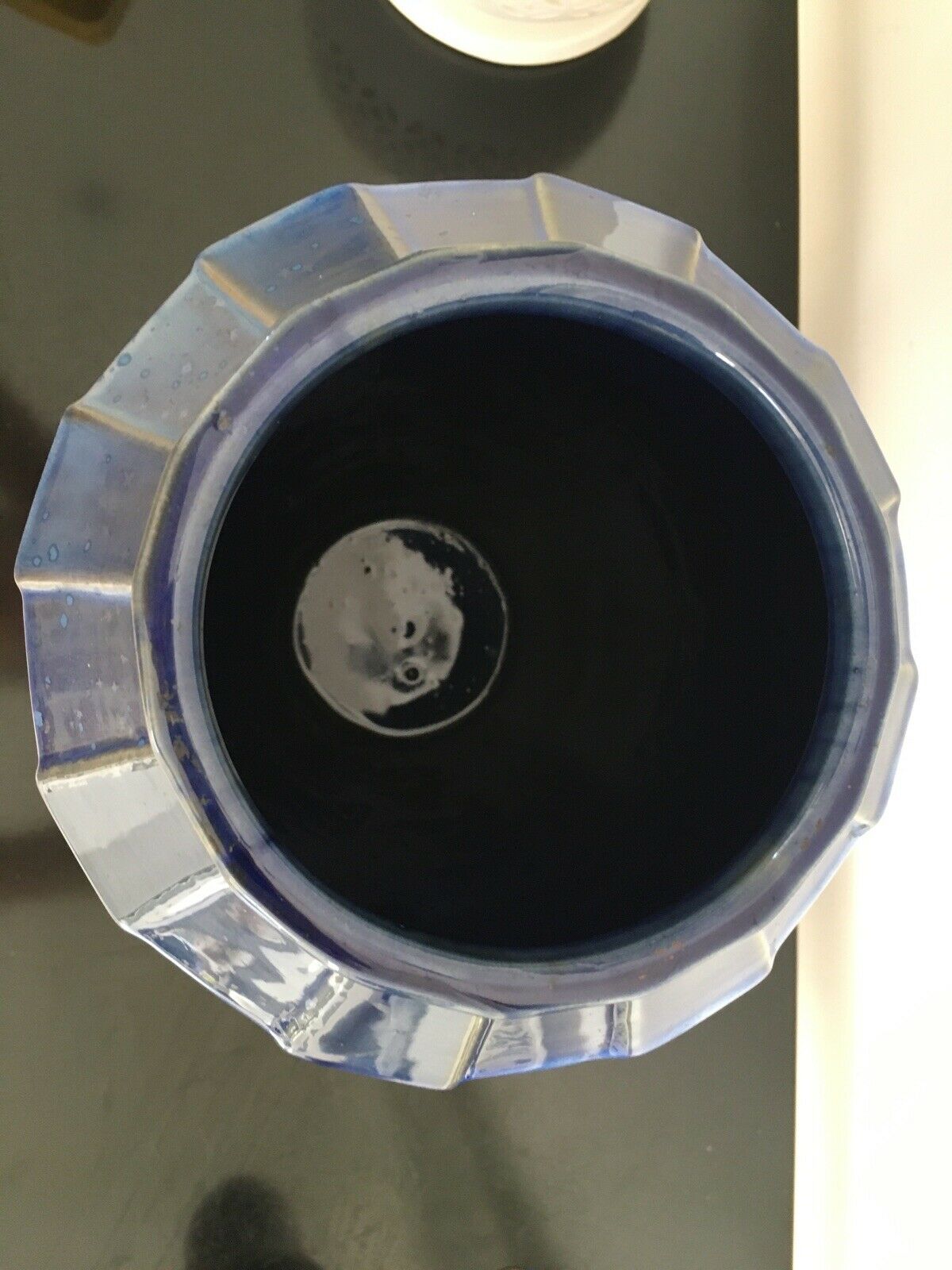 Old blue enamelled ceramic vase