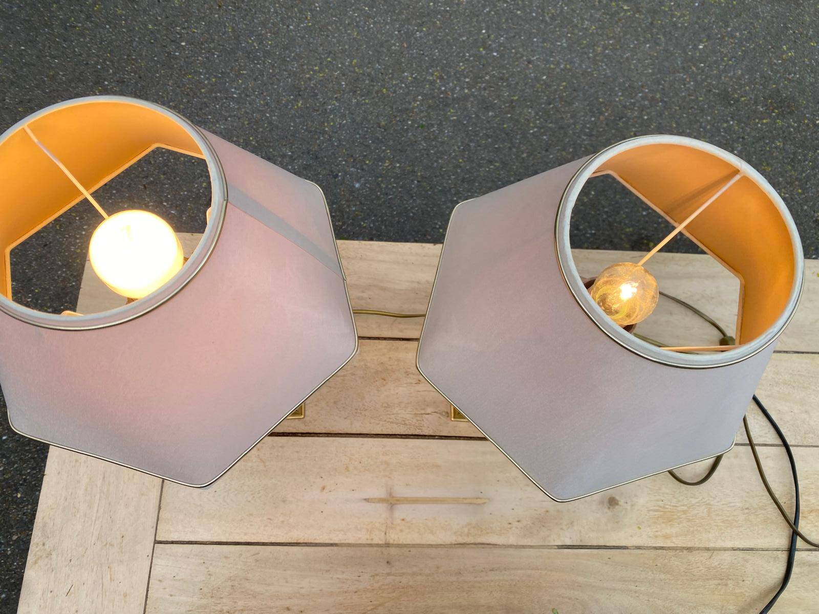 Vintage bedside lamp pair golden pineapple egg Maison Le Dauphin years