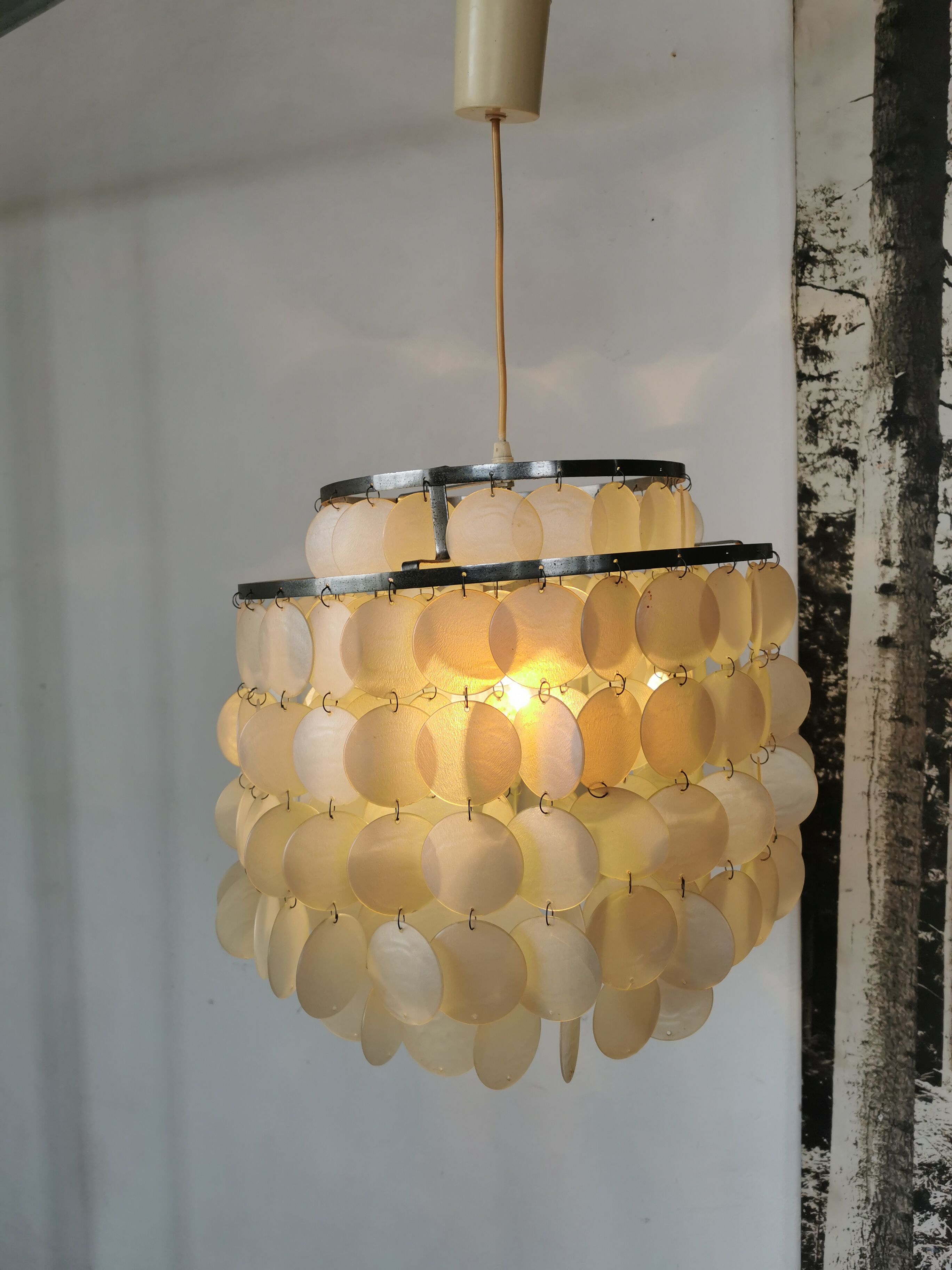 Vintage mother-of-pearl chandelier from the 70s