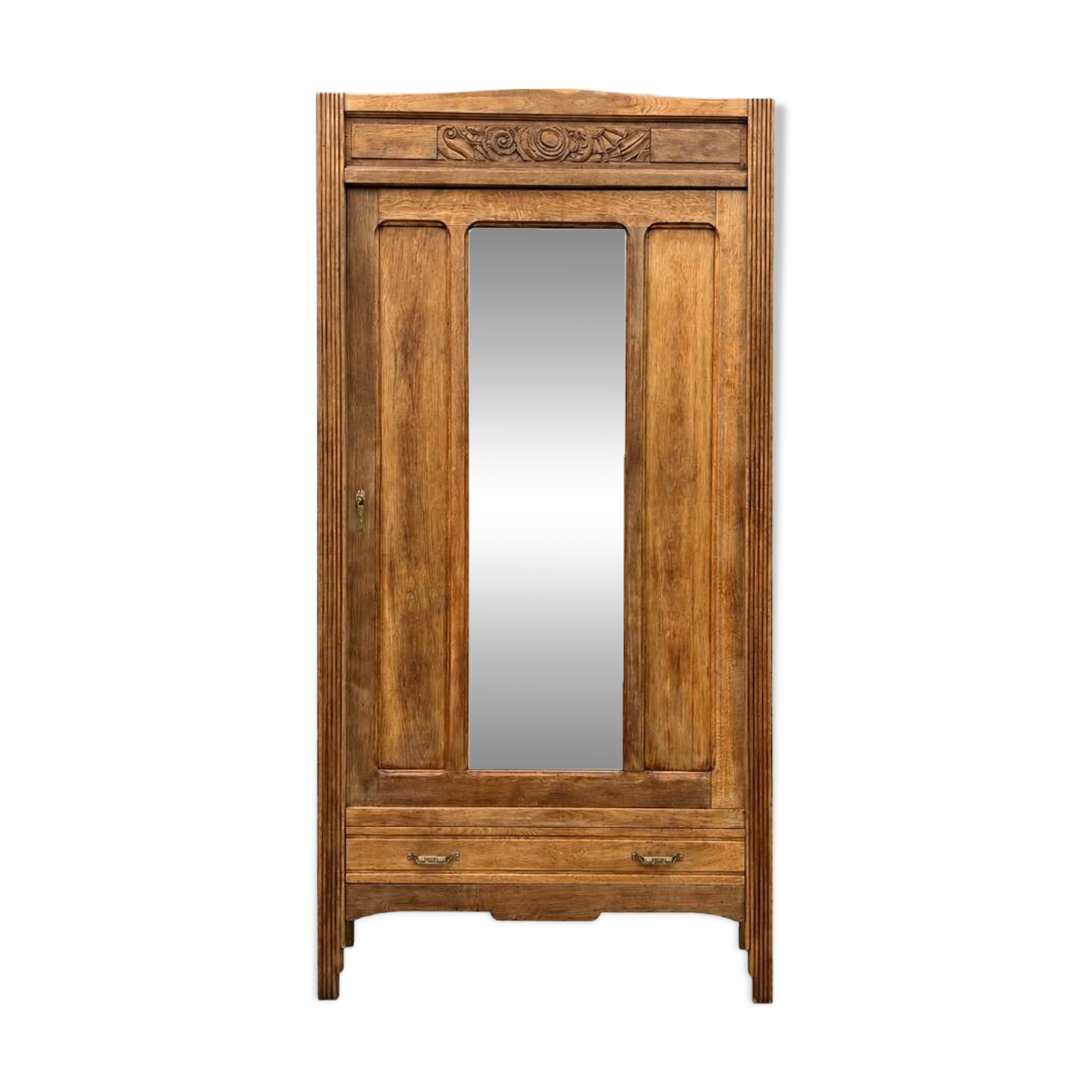 Art Deco bonnetière wardrobe from Paris in raw and solid oak.