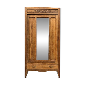 Art Deco bonnetière wardrobe from Paris in raw and solid oak.