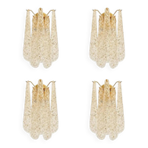 Modern Italian Gold Wall Sconce Lot of Four with Murano Conchiglie Glass