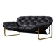 Canapé en cuir noir et métal doré, Suède 1970