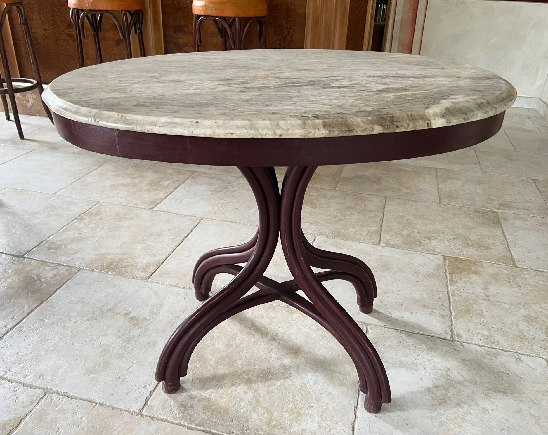 Thonet table n°8 / n°9 from 1888 Café Museum, after Adolf Loos marble top