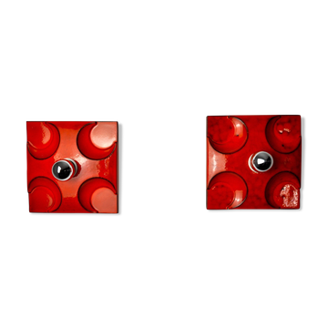 Paire d'appliques Fat Lava par Hustadt Leuchten Céramique rouge,  Allemagne, 1960
