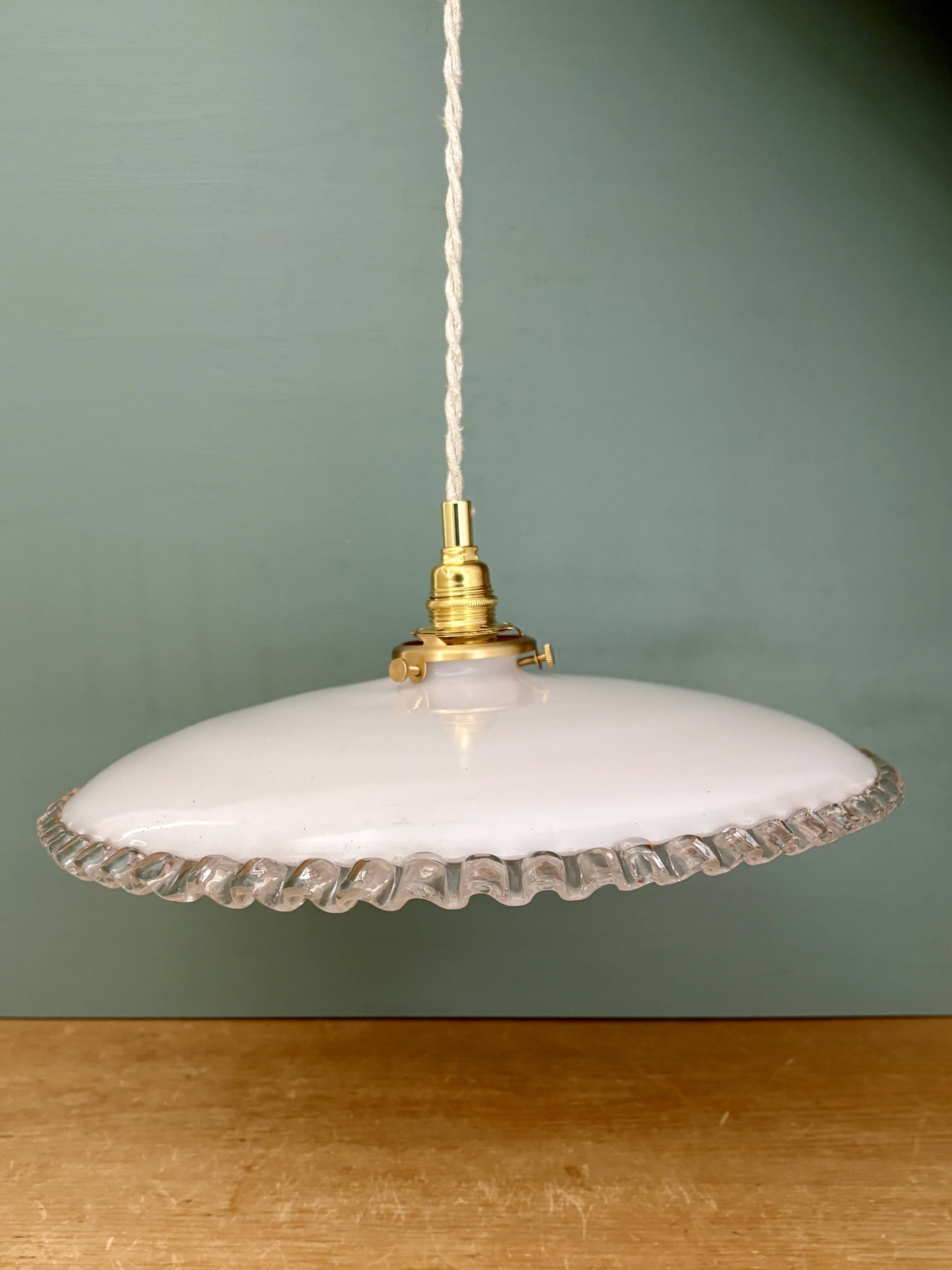 XXL vintage opaline lampshade pendant light