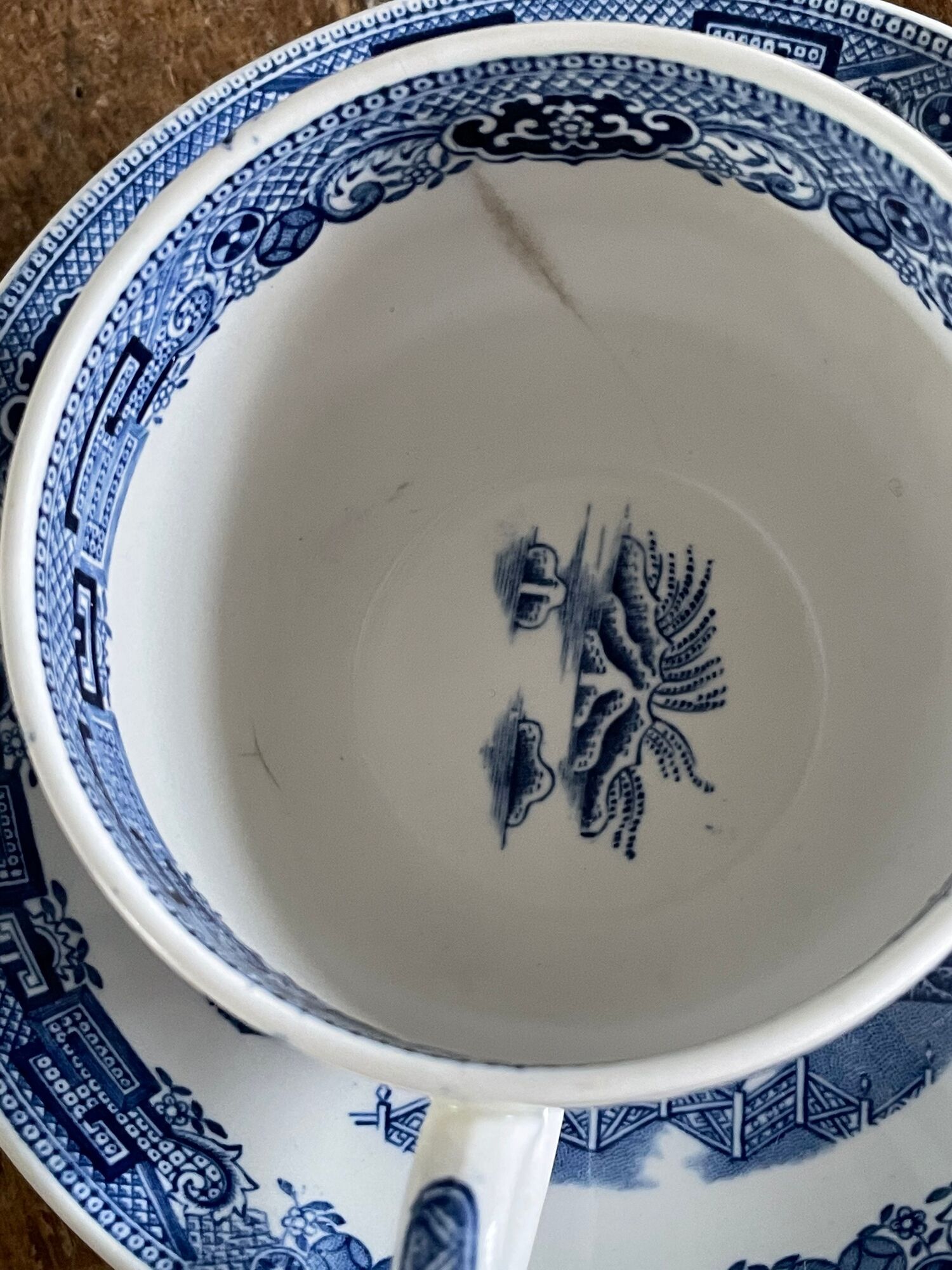 2 cups and 2 plates in white english porcelain