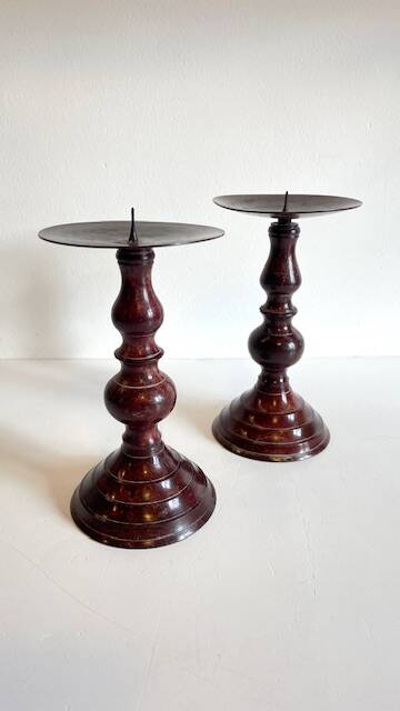 BOUGEOIRS Vintage Patinated Metal Candle Holders