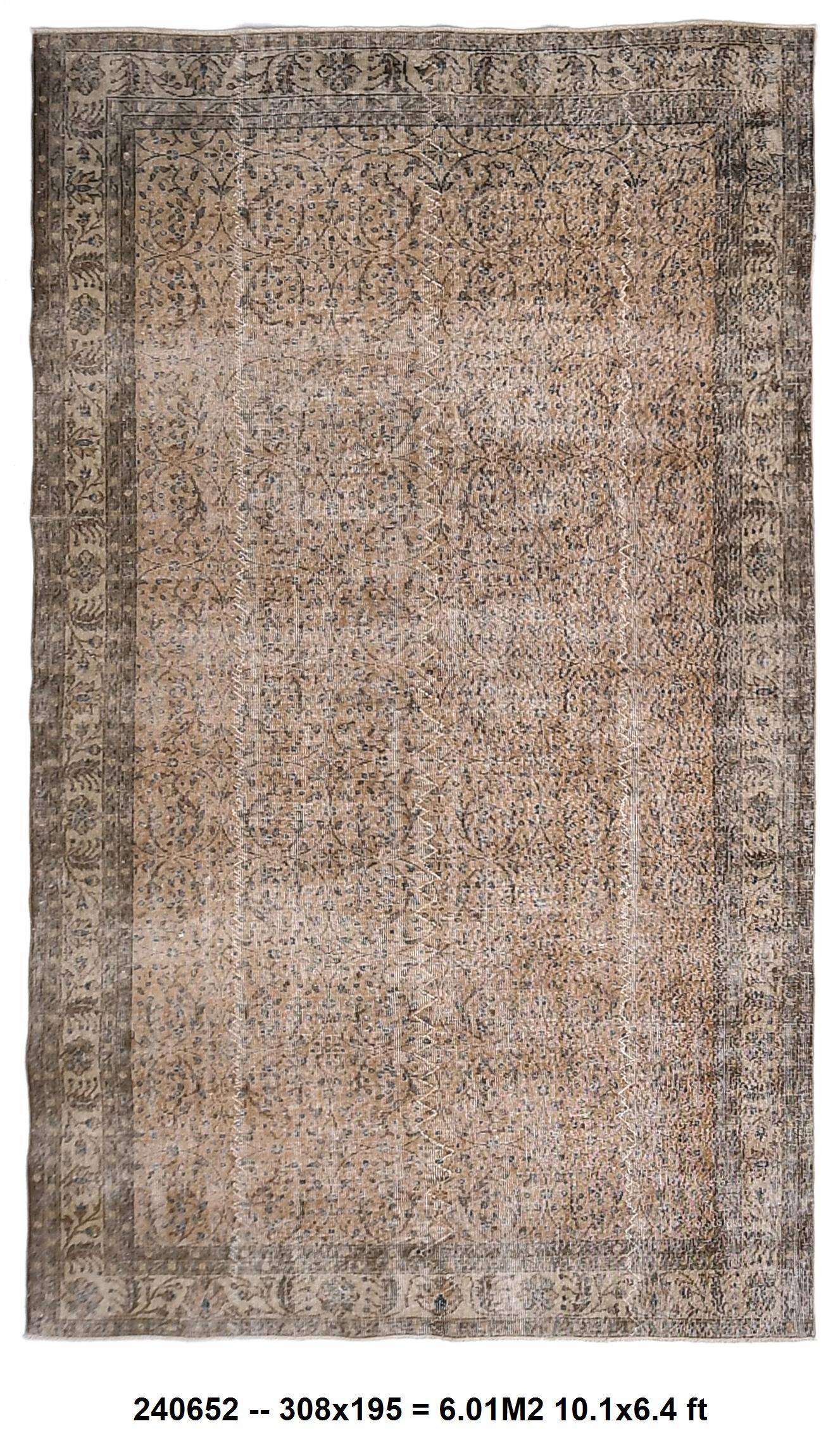200x300 cm Beige vintage  carpet,  floral design wool and cotton carpet.