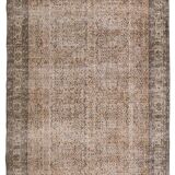 200x300 cm Beige vintage  carpet,  floral design wool and cotton carpet.