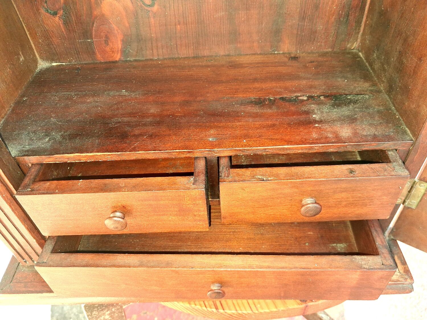 Wall-mounted or freestanding accent furniture, carved solid wood, chalet decor...