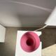 Vintage pink opaline glass vase, white foot h: 53cm