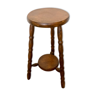 Tabouret, sellette tripode en bois foncé