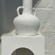 Handcrafted terracotta vase painted white with double handles h:40 d:30