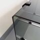 Table basse vintage en verre fumé, métal noir et fonte d’aluminium
