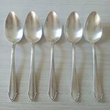 Set of 5 large silver metal spoons